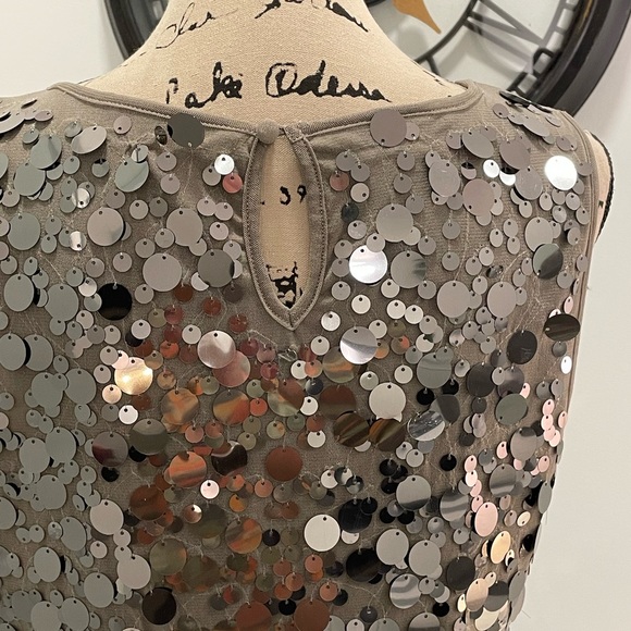 INC large sequined sleeveless top with key hole closure in back. - Picture 3 of 5